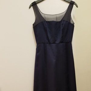 Vera Wang Elegant Long Sleeveless Gown, Navy, New